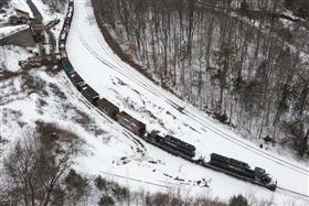 Birdsboro Quarry: An overhead shot of the train and load out system at the quarry.