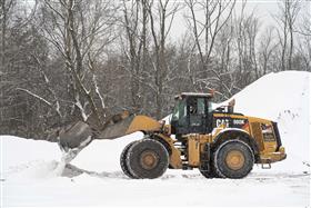 Douglassville Quarry: A Caterpillar 980K cleans out the plant area. 