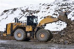 Easton Quarry & Asphalt: A Caterpillar 990K moves material around in the pit. 