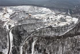 Birdsboro Quarry: A snowy landscape showing the entire quarry. 