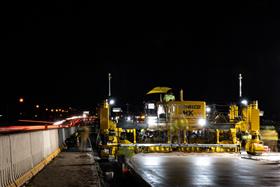 Haines & Kibblehouse, Inc.: The Gomaco paving spread works on I-95 in Philadelphia. 