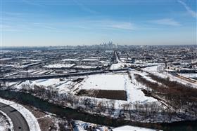 Haines & Kibblehouse, Inc.: A Haines & Kibblehouse job site with the Philadelphia skyline in the background.