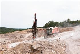 Hazleton Quarry & Eckley Asphalt: A drill prepares for a upcoming blast.