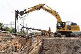 Structures Division: A Structures Division crew works along side the Amtrak main line in Coatesville, PA.