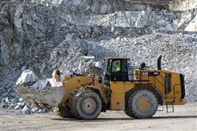 Penn/MD Quarry: The 988K cleans up the pit floor at Penn/MD Quarry.